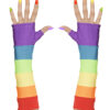 Fingerlose Satinhandschuhe Regenbogen (33 cm) - Thumbnail Image 1