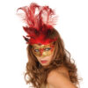 Maske Venedig lange Feder (rot) - Thumbnail Image 2