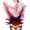 Maske Venedig lange Feder (rot) - Thumbnail Image 1