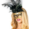 Maske Venedig lange Feder (gold) - Thumbnail Image 2