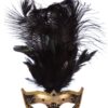 Maske Venedig lange Feder (gold) - Thumbnail Image 1