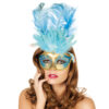 Maske Venedig lange Feder (aqua) - Thumbnail Image 2