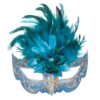 Maske Venedig Glitzer und Federn (aqua) - Thumbnail Image 1